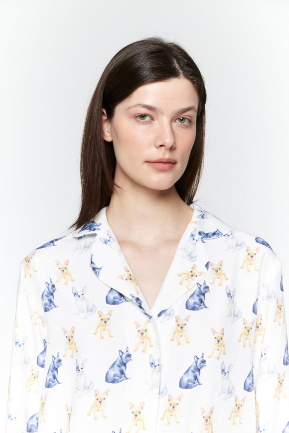 Блуза из вискозы с французскими бульдогами