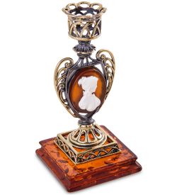 Народные промыслы AM-2955 Подсвечник «Камея» (латунь, янтарь)