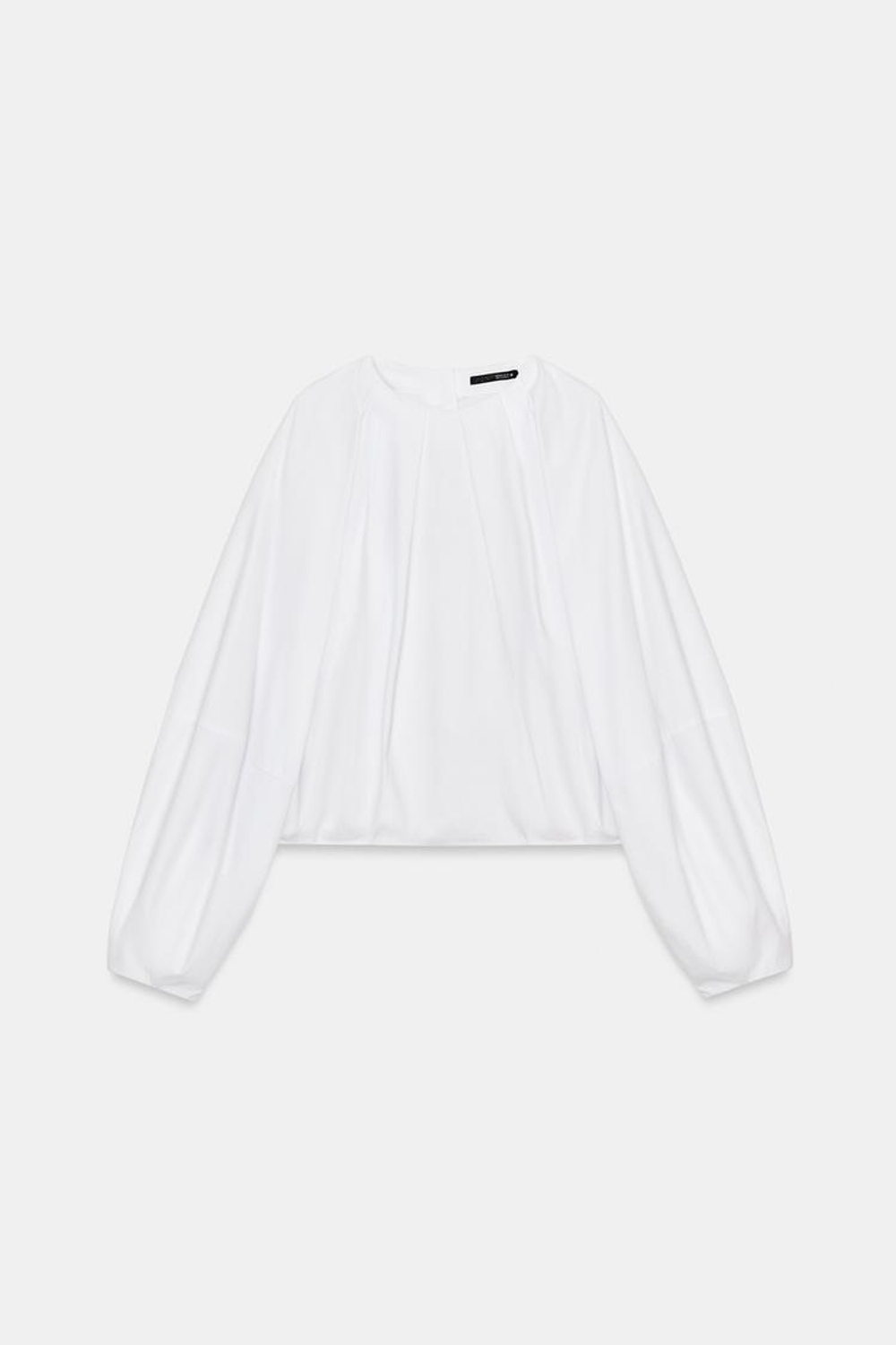 ZARA РУБАШКА ИЗ ПОПЛИНА С РУКАВАМИ-БУФАМИ, БЕЛЫЙ