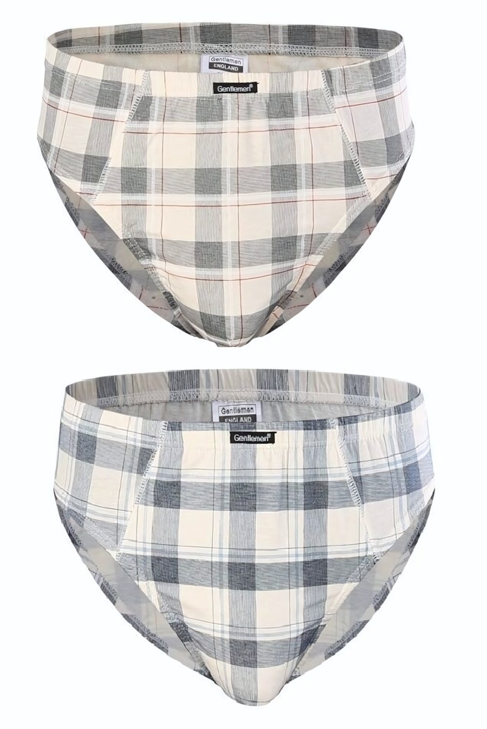 Набор из двух клетчатых хлопковых трусов-слипов (Размер: XXXL) (Цвет: бежевый)