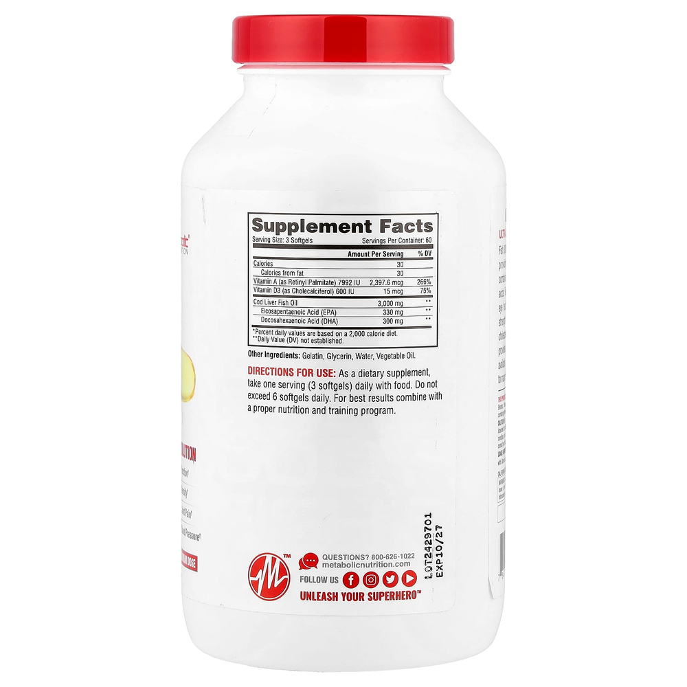 Metabolic Nutrition, Fish 3000, 180 капсул (1000 мг в 1 капсуле)
