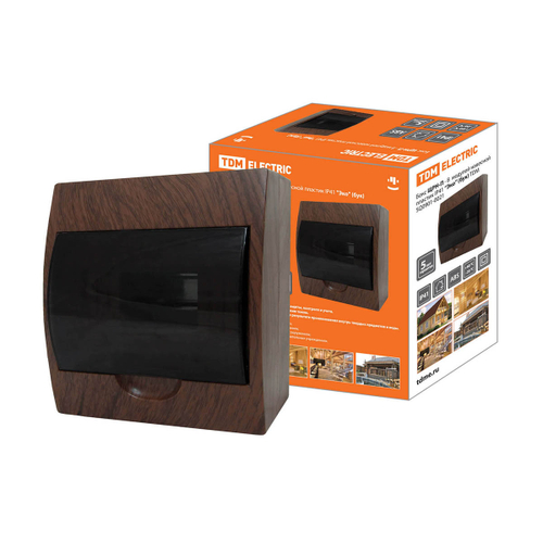 Щиток распределительный навесной Tdm Electric ЩРН-П-8 Эко, 8 модулей, IP41, пластиковый, бук