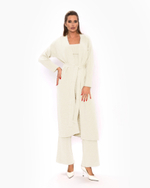 Женский трикотажный костюм-тройка молочный с кардиганом