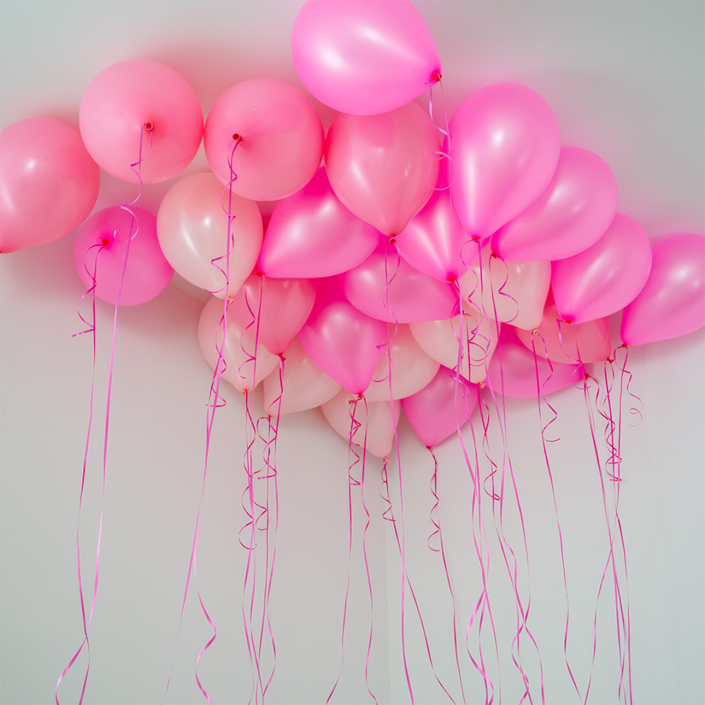 Купить шарики с гелием под потолок недорого розового цвета