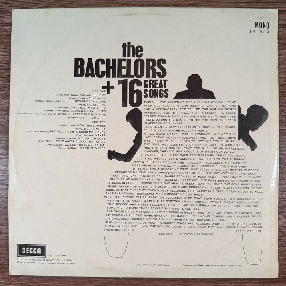 Виниловая пластинка The Bachelors – 16 Great Songs LP
