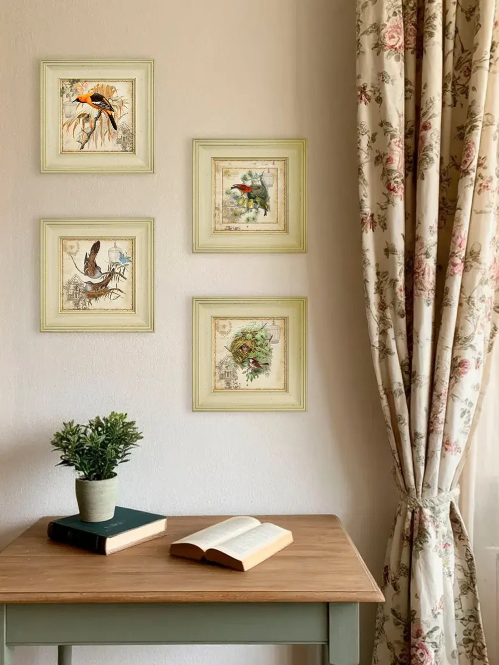 Картина интерьерная на холсте в раме "Птички" 30*30 см