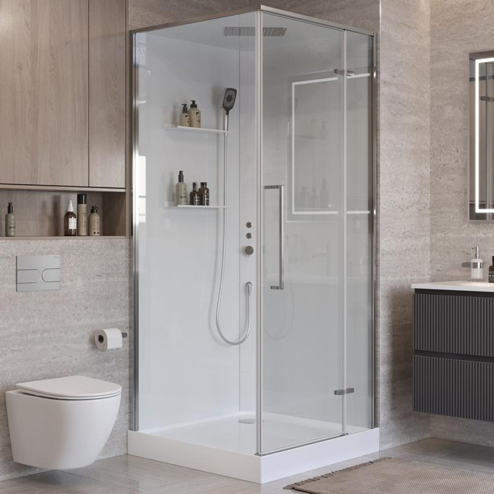 Душевая кабина BelBagno UNO-CAB-A-1-90-C-Cr-Bi-TOP-R, правосторонняя