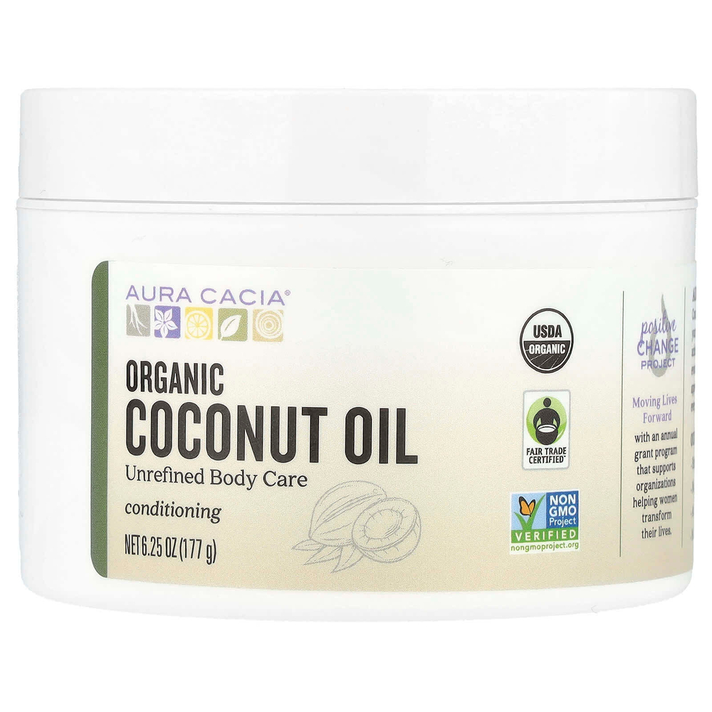 Aura Cacia, органическое кокосовое масло, 177 г (6,25 унции)