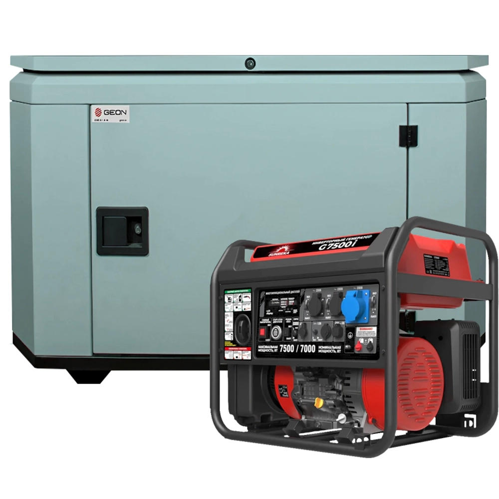 Генератор бензиновый инверторный SUNREKA G7500i с кожухом Geon 1200 RAL 7031
