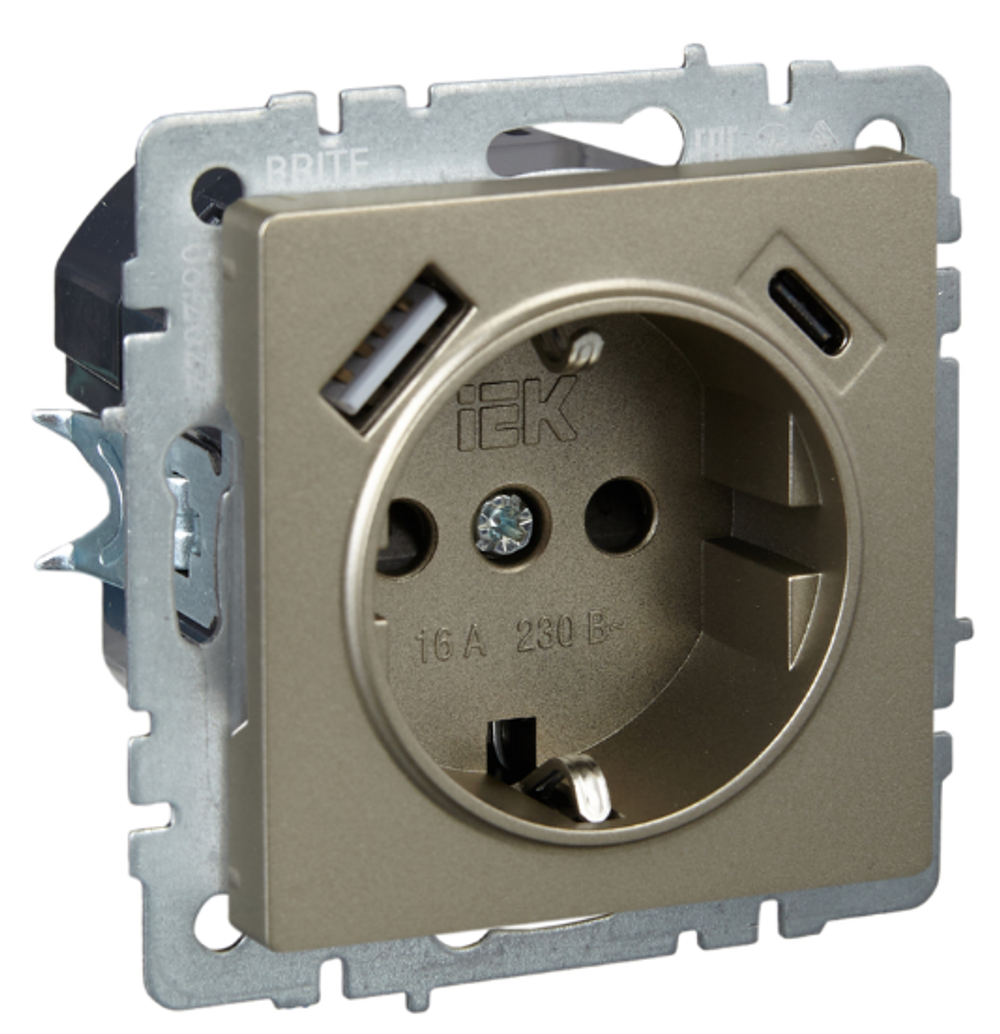 Розетка с заземлением  IEK BR-R14-16-U22-018-K37