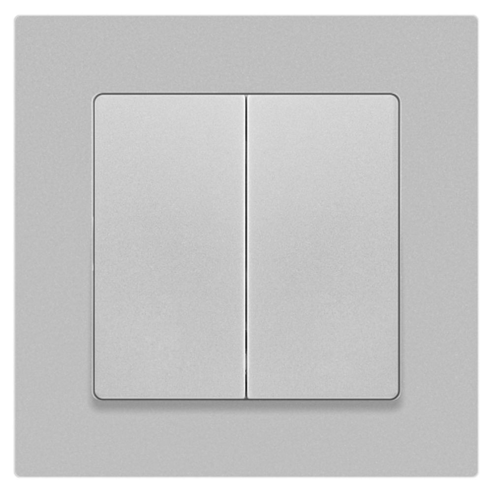 Выключатель Intro Accent 6-104-03 двойной, 10А-250В, IP20, СУ, AL/CU, алюминий