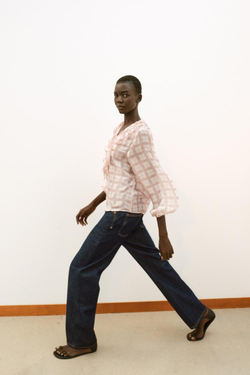 ZARA БЛУЗА В КЛЕТКУ С ВОЛАНАМИ, ОТТЕНКИ РОЗОВОГО