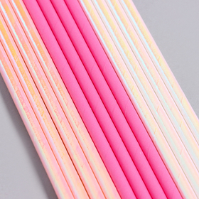 Трубочки бумажные три оттенка розового. Перламутр 20см 12 шт.