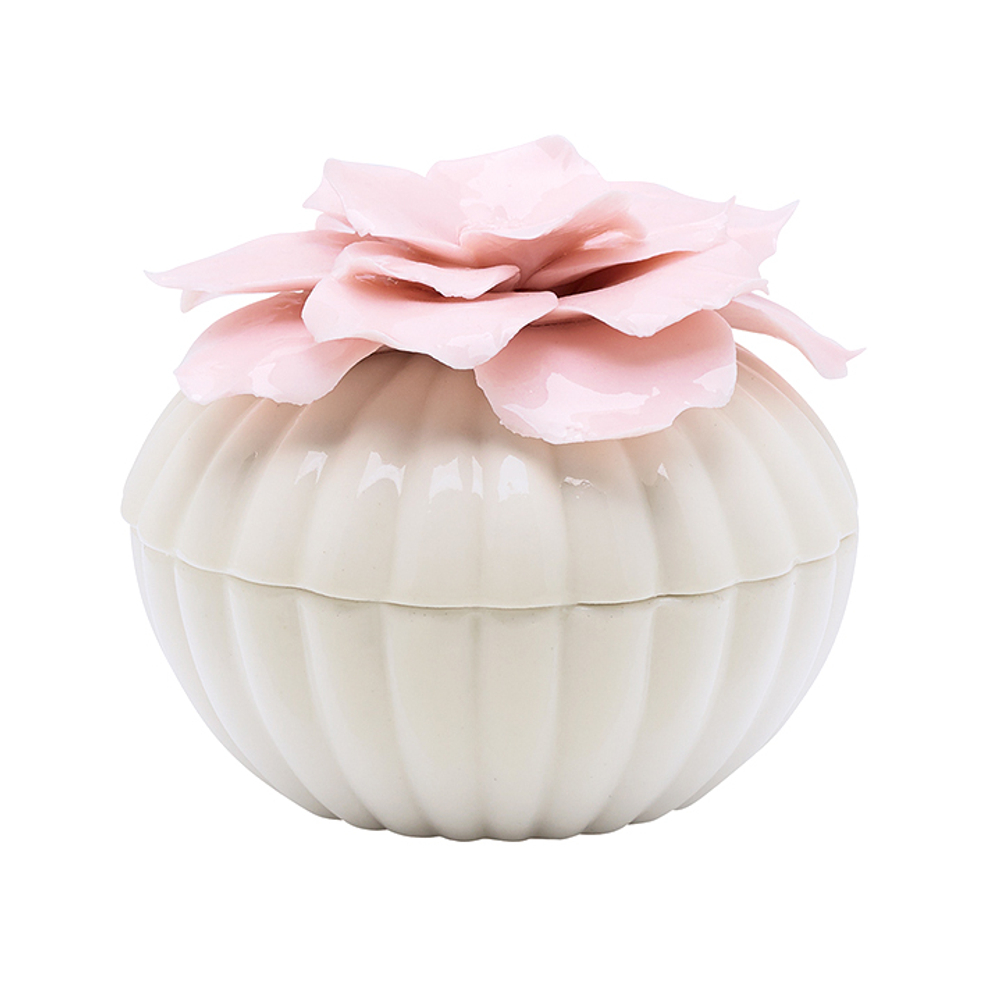 Шкатулка, белая с цветком, большая