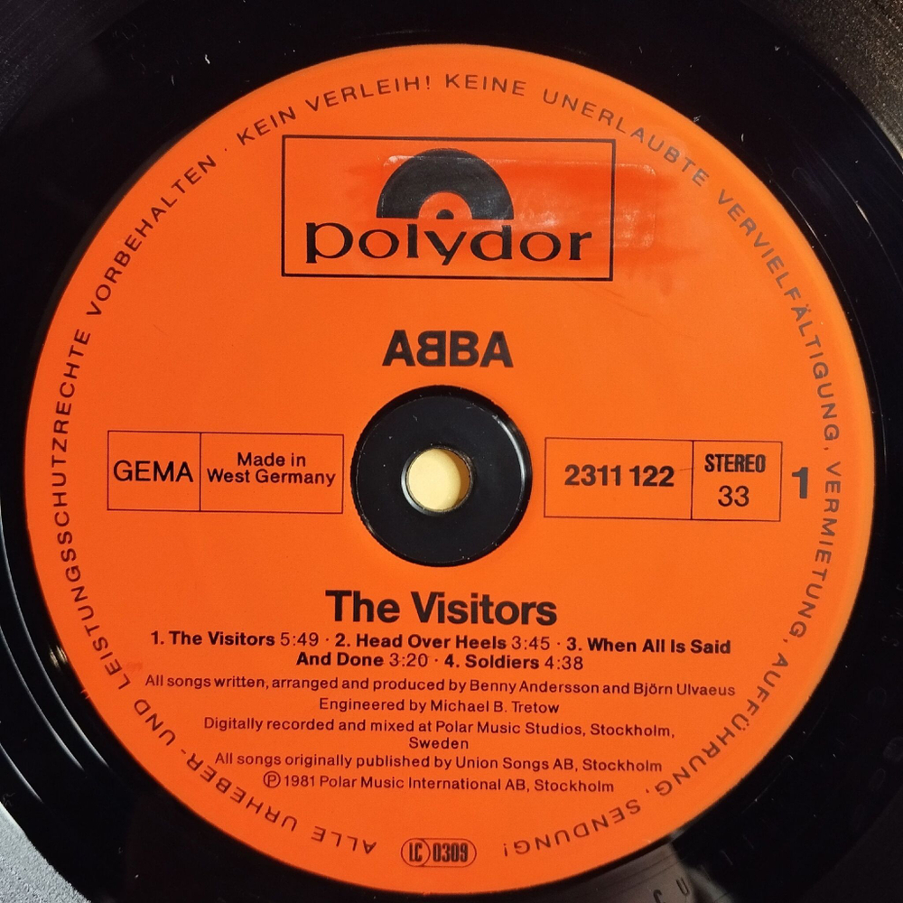 Винтажная виниловая пластинка LP ABBA The Visitors (Germany 1981) Two For The Price Of One