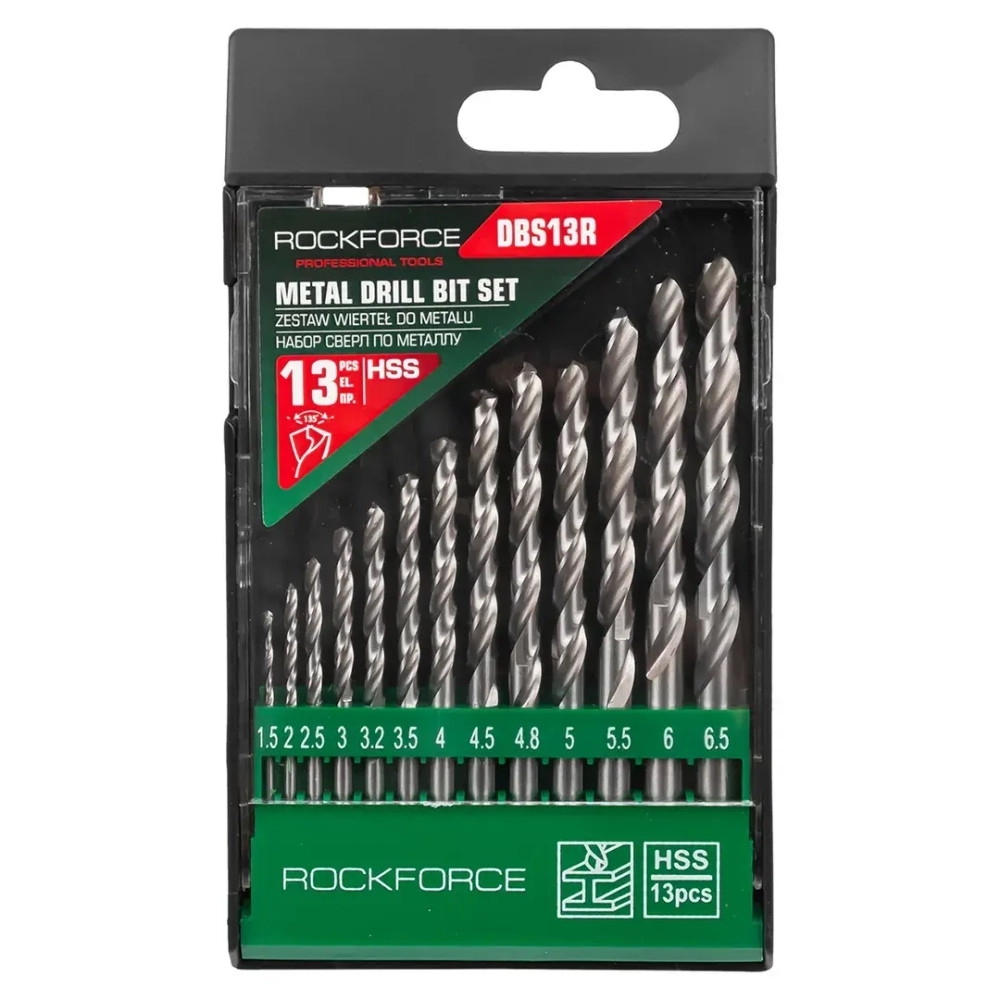 Сверла по металлу, набор 13пр. RockFORCE RF-DBS13R