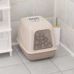 Туалет-лоток для кошек с сетк, с бортиком, закрытый, беж, Альтернатива, М8261