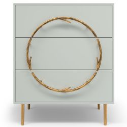 Комод Арт Колор matte Стайл Голд с 3 ящиками Серый дым матовый