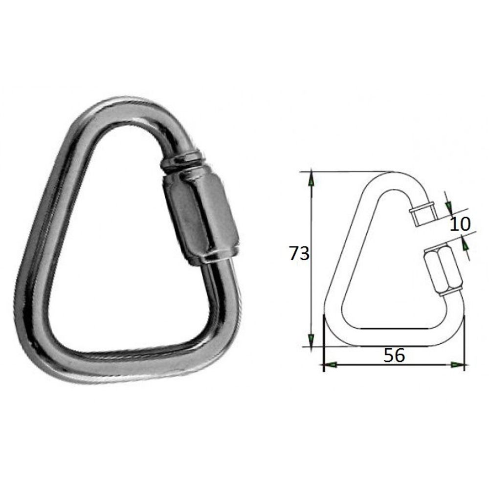 Гак-карабин треугольный 8 мм AISI 316