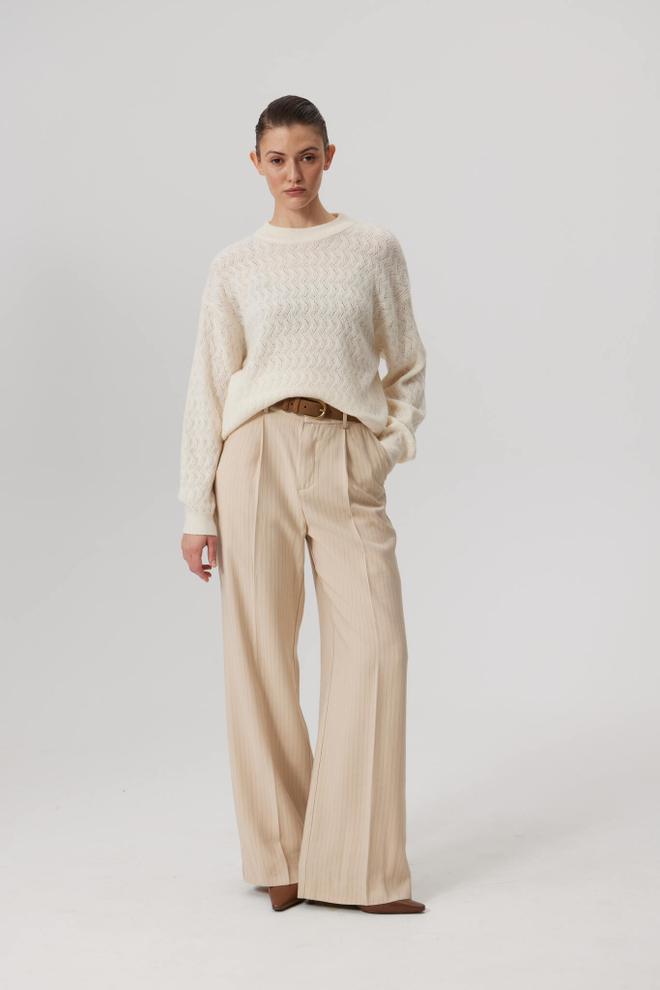 Джемпер ажурный О-вырез с кашемиром