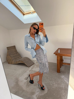 Шелковая рубашка Голубой Шелк Silk Blue