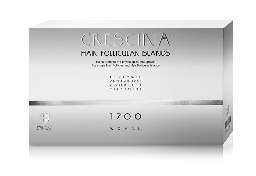 Crescina HFI Hair Follicular Islands 1700 комплекс лосьонов 20+20 ампул против выпадения и для стимуляции роста волос, для женщин (40 ампул по 3,5 мл)