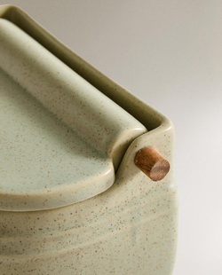 ZARA HOME КЕРАМИЧЕСКАЯ СОЛОНКА С КРЫШКОЙ, ЗЕЛЕНЫЙ