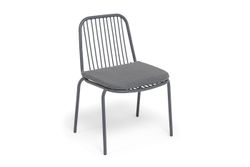"Кастелло" стул плетеный из роупа, каркас из стали темно-серый (RAL7024) муар, ткань темно-серая 027