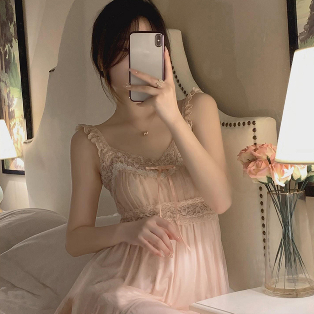 [m]Сорочка(винтаж) на бретели ААА-22