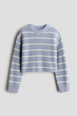 H&M Свитер из хлопковой смеси в полоску, cветло-голубой