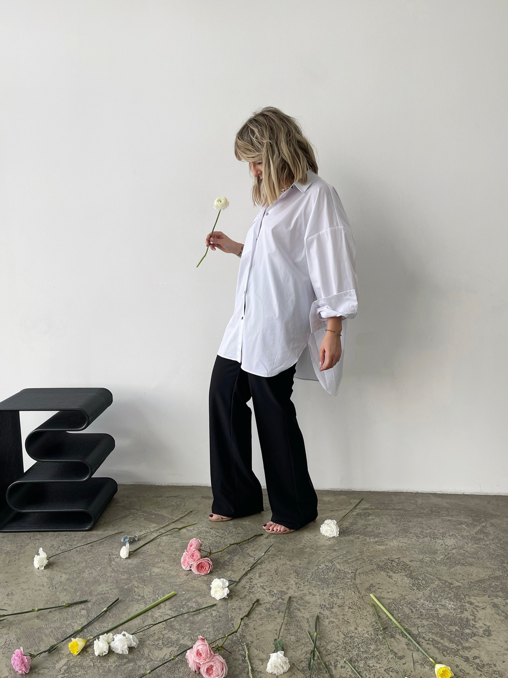 Рубашка с разными пуговицами белая 4