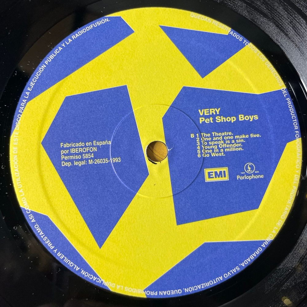 Винтажная виниловая пластинка LP Pet Shop Boys Very (Испания 1993)