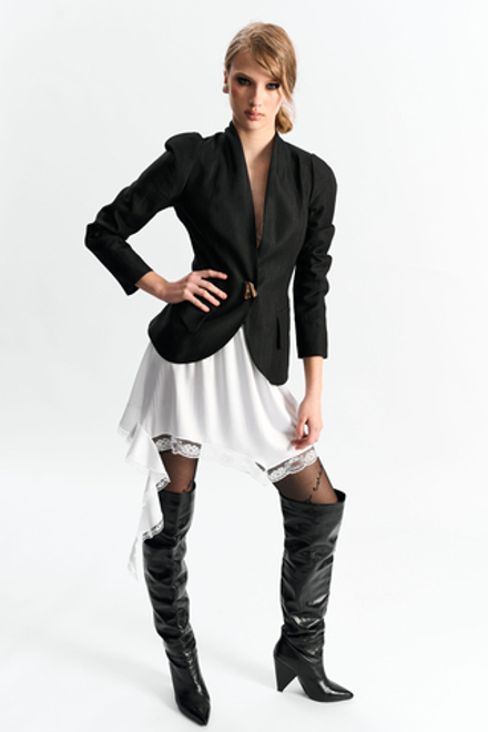 Юбка-мини с кружевом и воланом 1277 молоко