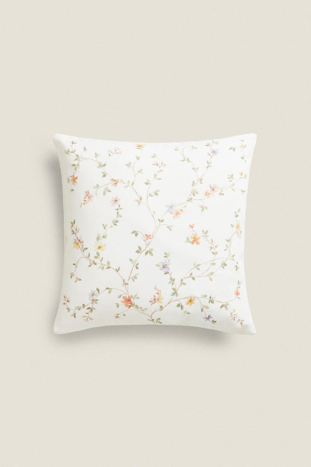 ZARA HOME ХЛОПКОВЫЙ ЧЕХОЛ ДЛЯ ДЕКОРАТИВНОЙ ПОДУШКИ С ПРИНТОМ, ЭКРЮ