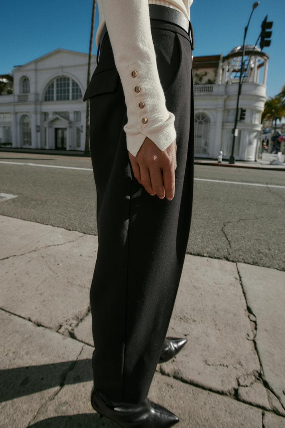 ZARA БАЗОВЫЙ ТРИКОТАЖНЫЙ ДЖЕМПЕР С ВЫСОКИМ ВОРОТНИКОМ, ЭКРЮ