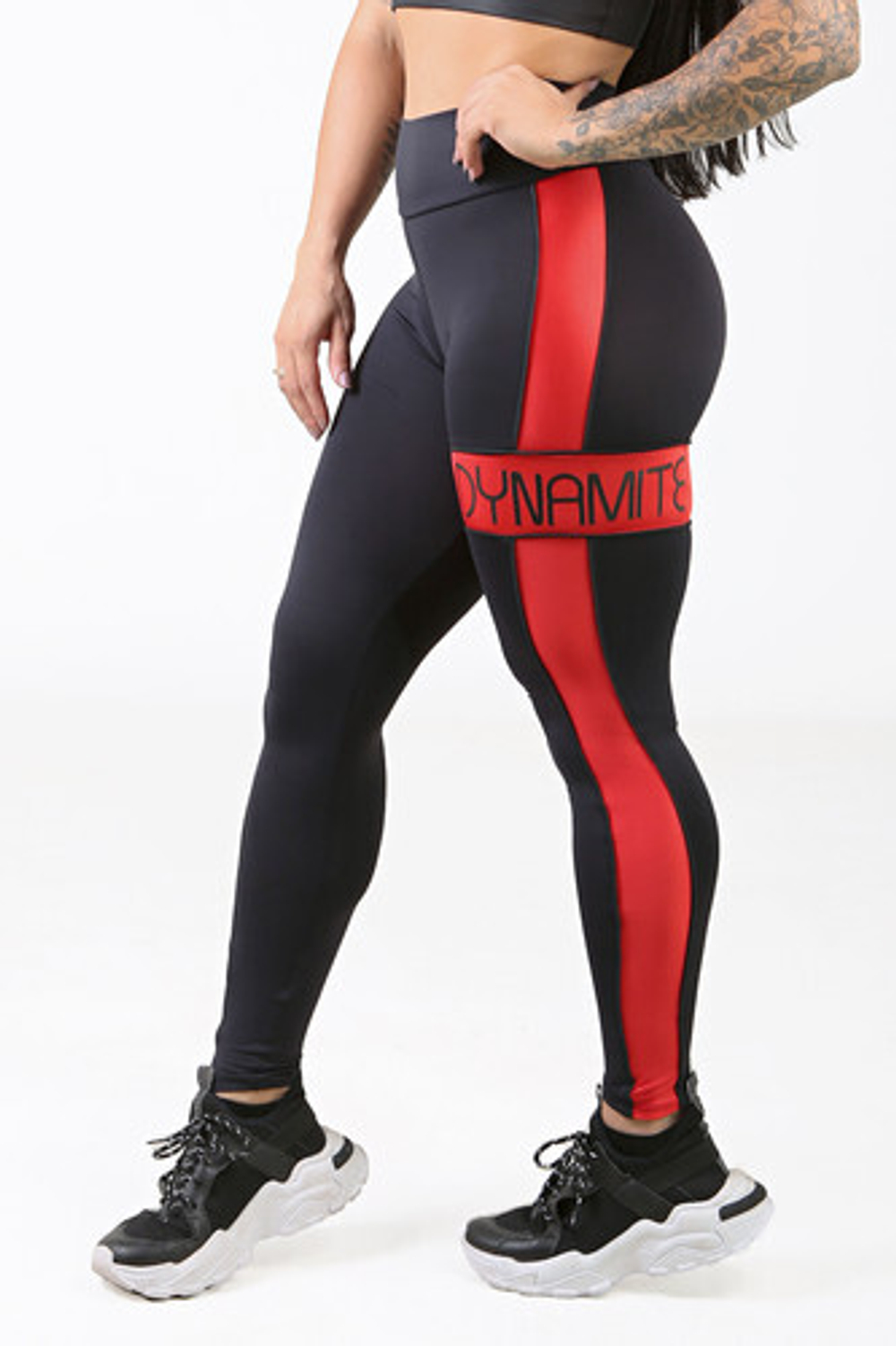 Женские легинсы Legging Carmim Preto Vermelho Dynamite