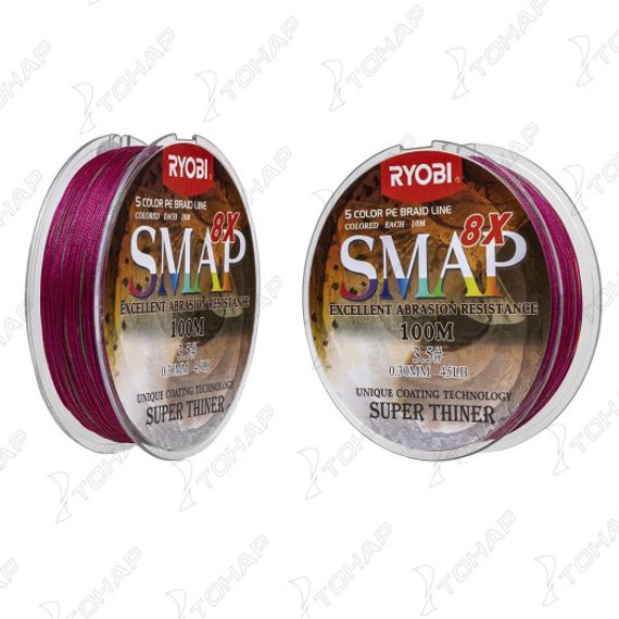 Шнур SMAP PE8X-100M 3.5# Multi Colour 0,31мм Ryobi