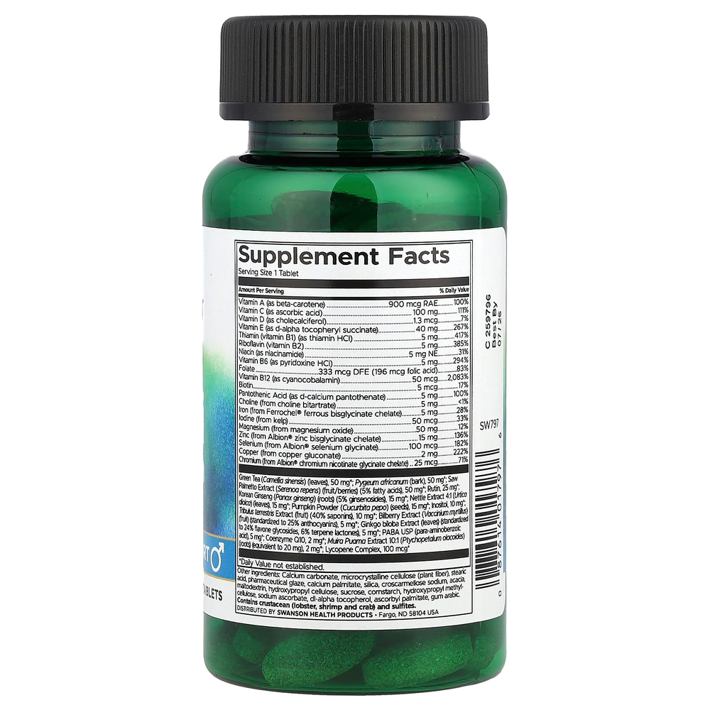 Swanson, мультивитамины с железом для мужчин, 90 таблеток