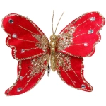 Украшение новогоднее «Искристая бабочка» 19*19 см, Красный