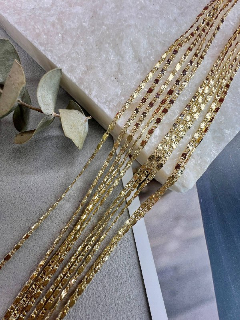 Цепочка 3 мм позолота 14k, "Сияние" 1 метр