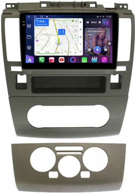 Магнитола для Nissan Tiida C11 2004-2013 (кондиционер/климат с прямоугольным экранчиком, рамка серая) - FarCar BM9-1148CN монитор 9.5" QLED на Android 14, TS10, 4+32Гб, CarPlay, 4G SIM-слот