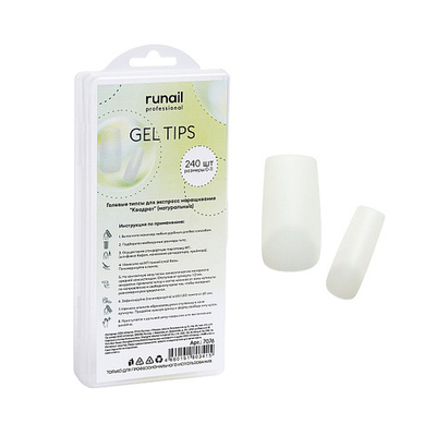 RuNail Гелевые типсы "Квадрат" (натуральные) , 240 шт