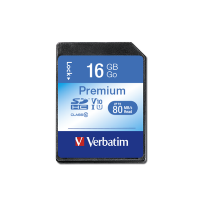 Карта памяти Verbatim Premium SDHC 16GB UHS-I U1 V10, R 80 МБ/с