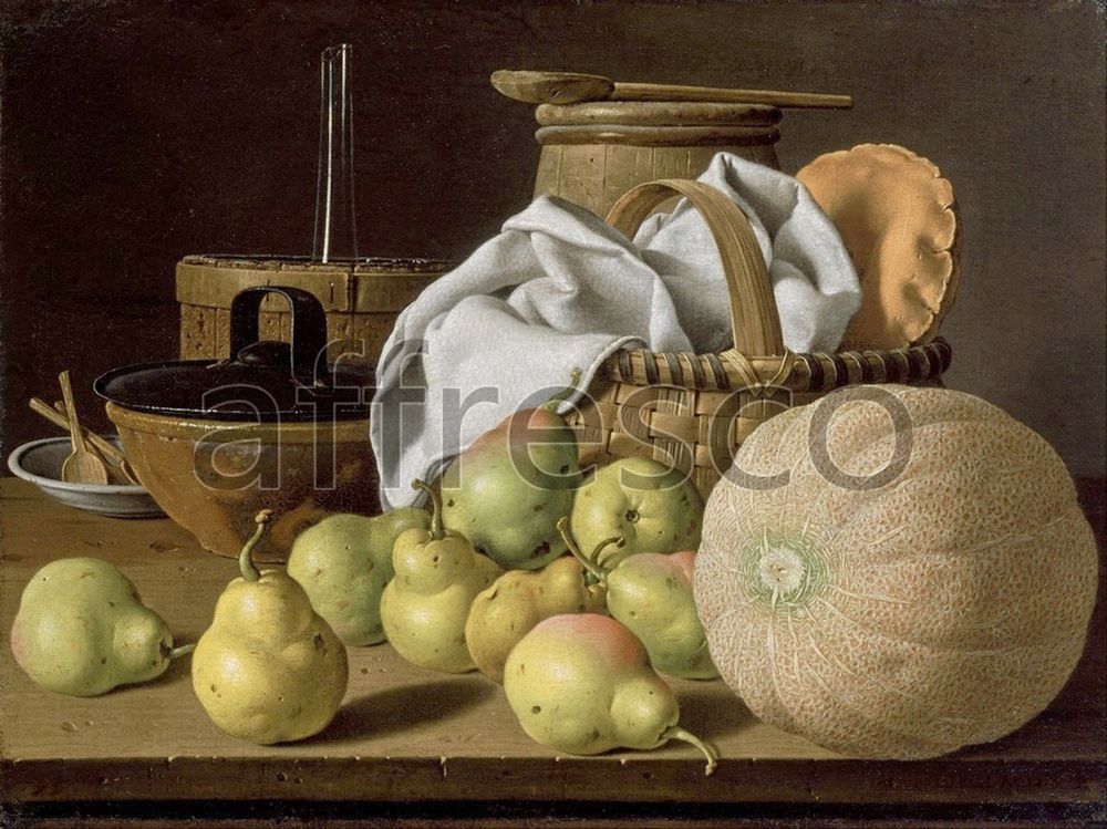 Фреска Luis Melendez, Still Life with Melon and Pears