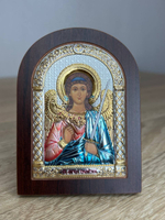 Ангел Хранитель, икона арочная, красное дерево, эмаль 86х112