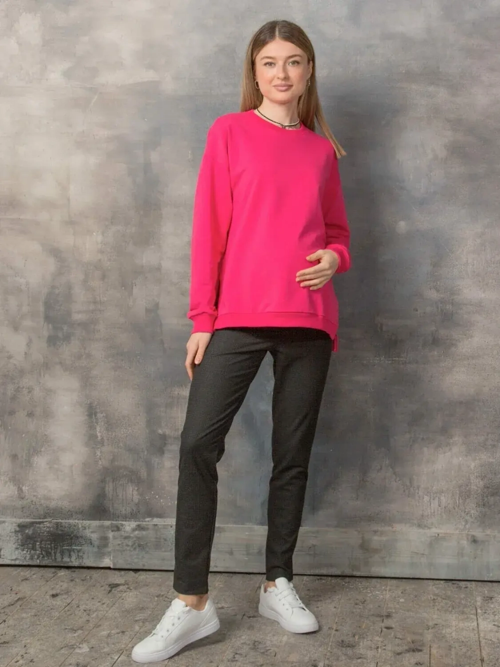 Брюки слегка зауженные для беременных антрацит 3344