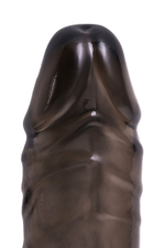 Дымчатая фаллическая насадка с подхватом и закрытой головкой - 16,2 см. (Цвет: дымчатый)