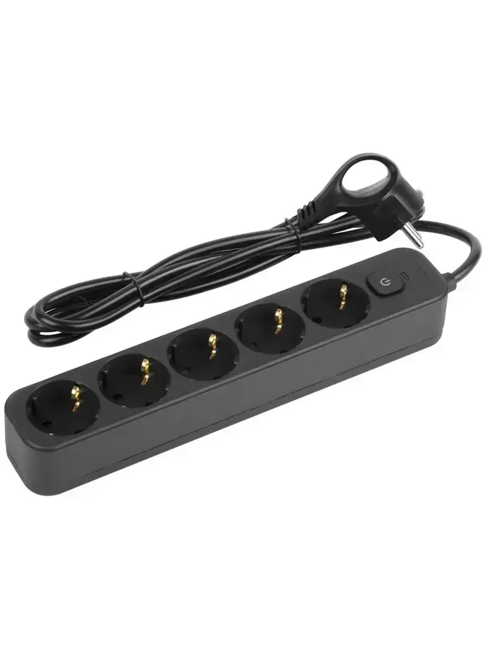 Сетевой фильтр Intro SFE515-B с базовой защитой с заземлением с выключателем 5 розеток 1,5м 10А черный / удлинитель сетевой 1,5м