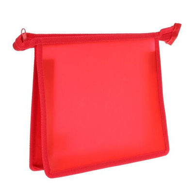 Папка пластиковая А5, 230 х 190 х 55 мм, молния сверху, Calligrata Офис , ПМ-А5-00, 0.5 мм, цветная, текстура песок , красная