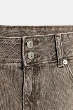 ZARA ЦВЕТНАЯ ДЖИНСОВАЯ МИНИ-ЮБКА TRF, КОРИЧНЕВЫЙ